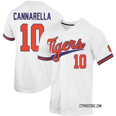 Men's Cam Cannarella Clemson Tigers Replica Full-Button Baseball Jersey - White