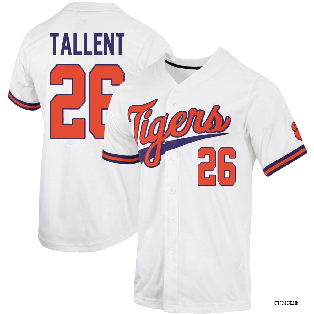 Men's Casey Tallent Clemson Tigers Replica Full-Button Baseball Jersey - White