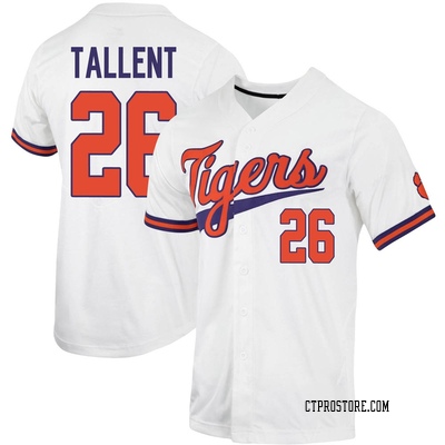 Men's Casey Tallent Clemson Tigers Replica Full-Button Baseball Jersey - White