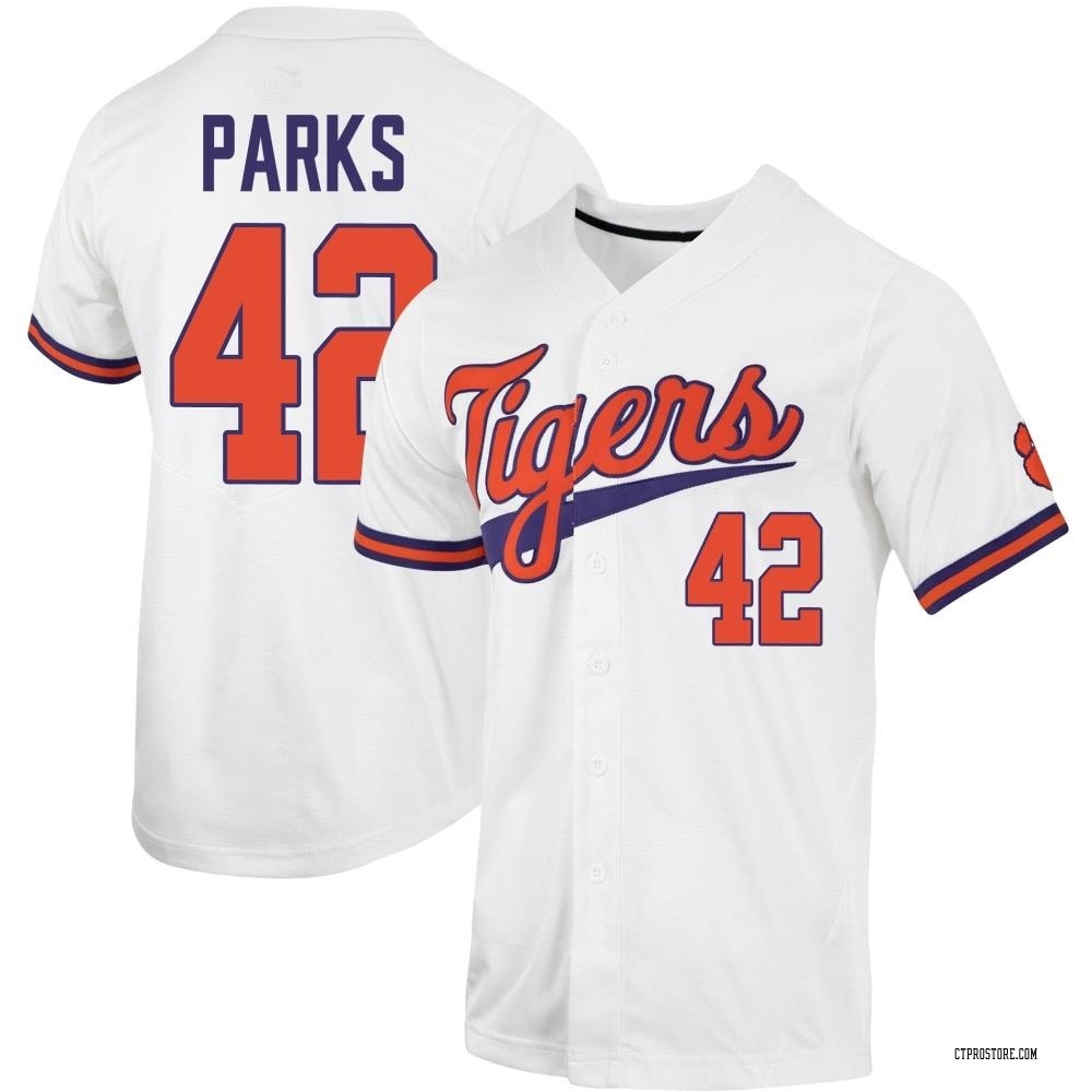 Men's Devin Parks Clemson Tigers Replica Full-Button Baseball Jersey - White