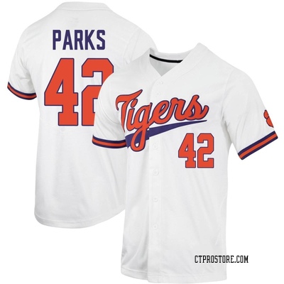 Men's Devin Parks Clemson Tigers Replica Full-Button Baseball Jersey - White
