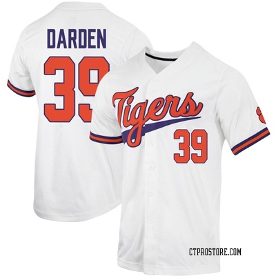 Men's Ethan Darden Clemson Tigers Replica Full-Button Baseball Jersey - White