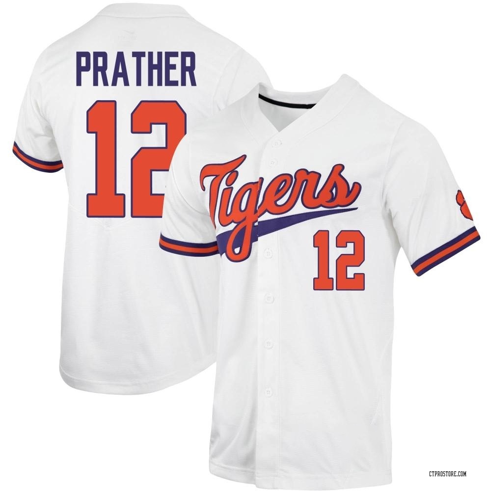Men's Hideki Prather Clemson Tigers Replica Full-Button Baseball Jersey - White