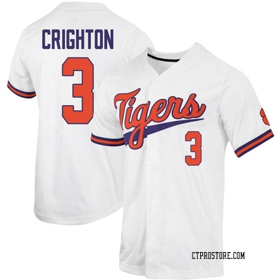 Men's Jack Crighton Clemson Tigers Replica Full-Button Baseball Jersey - White