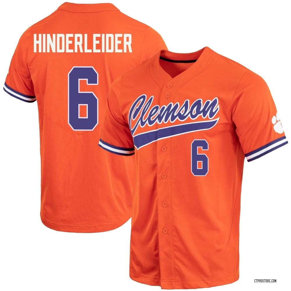 Men's Jacob Hinderleider Clemson Tigers Replica Full-Button Baseball Jersey - Orange
