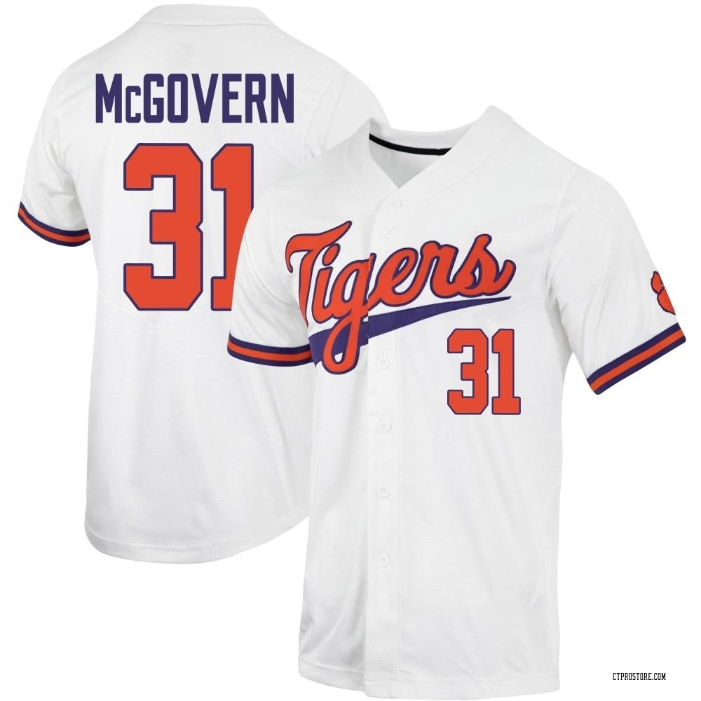 Men's Jacob McGovern Clemson Tigers Replica Full-Button Baseball Jersey - White