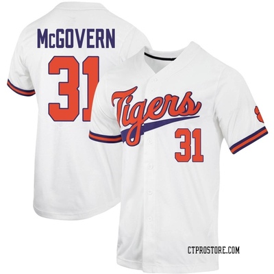 Men's Jacob McGovern Clemson Tigers Replica Full-Button Baseball Jersey - White