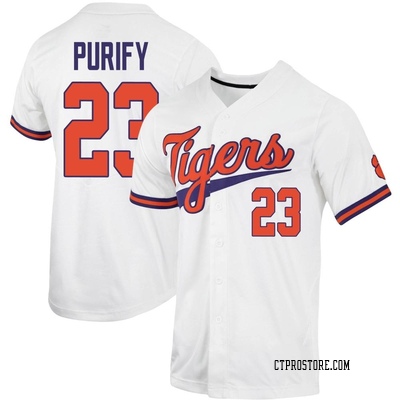 Men's Jarren Purify Clemson Tigers Replica Full-Button Baseball Jersey - White