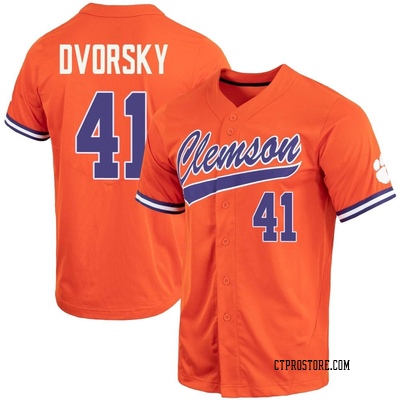 Men's Nathan Dvorsky Clemson Tigers Replica Full-Button Baseball Jersey - Orange