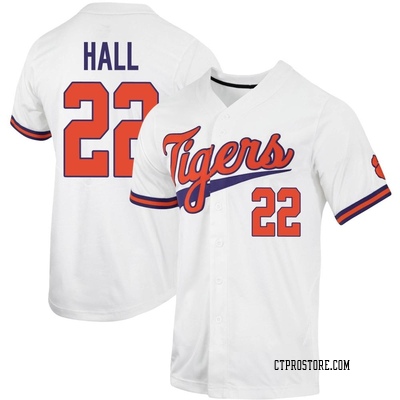 Men's Nathan Hall Clemson Tigers Replica Full-Button Baseball Jersey - White