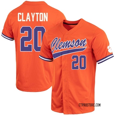 Men's Nick Clayton Clemson Tigers Replica Full-Button Baseball Jersey - Orange