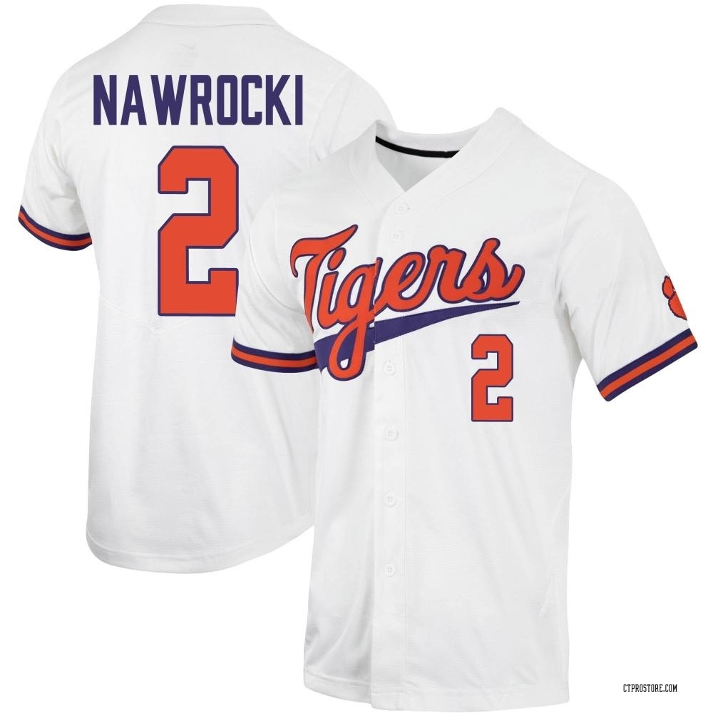 Men's Nolan Nawrocki Clemson Tigers Replica Full-Button Baseball Jersey - White
