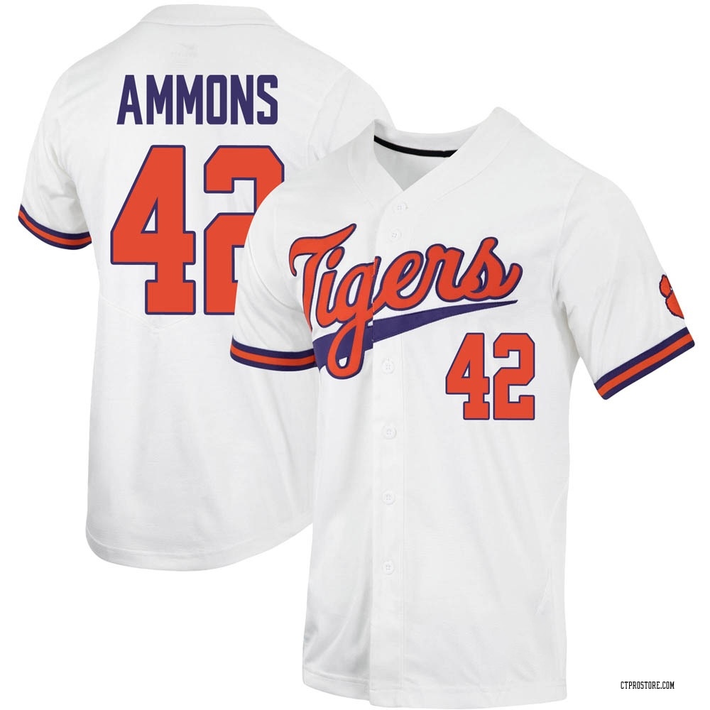 Men's Ryan Ammons Clemson Tigers Replica Full-Button Baseball Jersey - White