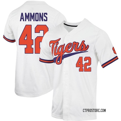 Men's Ryan Ammons Clemson Tigers Replica Full-Button Baseball Jersey - White