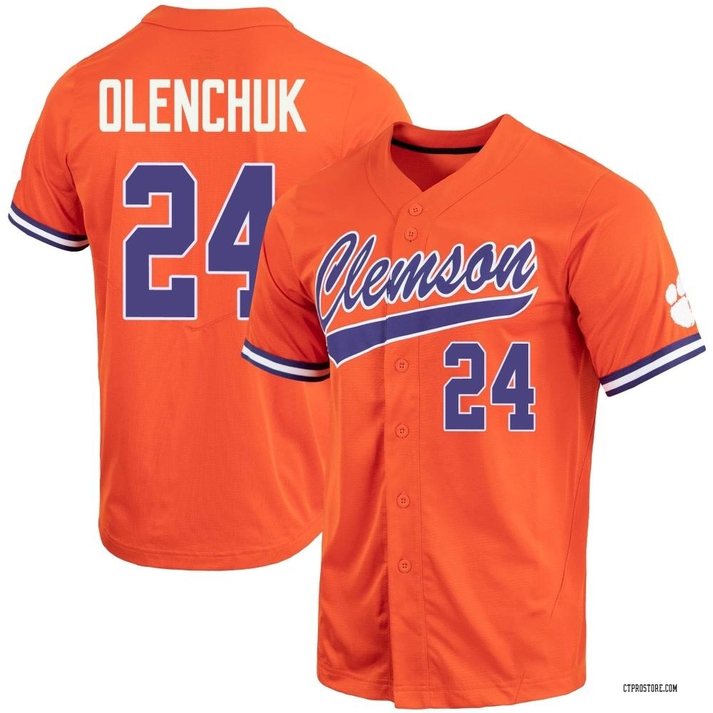 Men's Ty Olenchuk Clemson Tigers Replica Full-Button Baseball Jersey - Orange