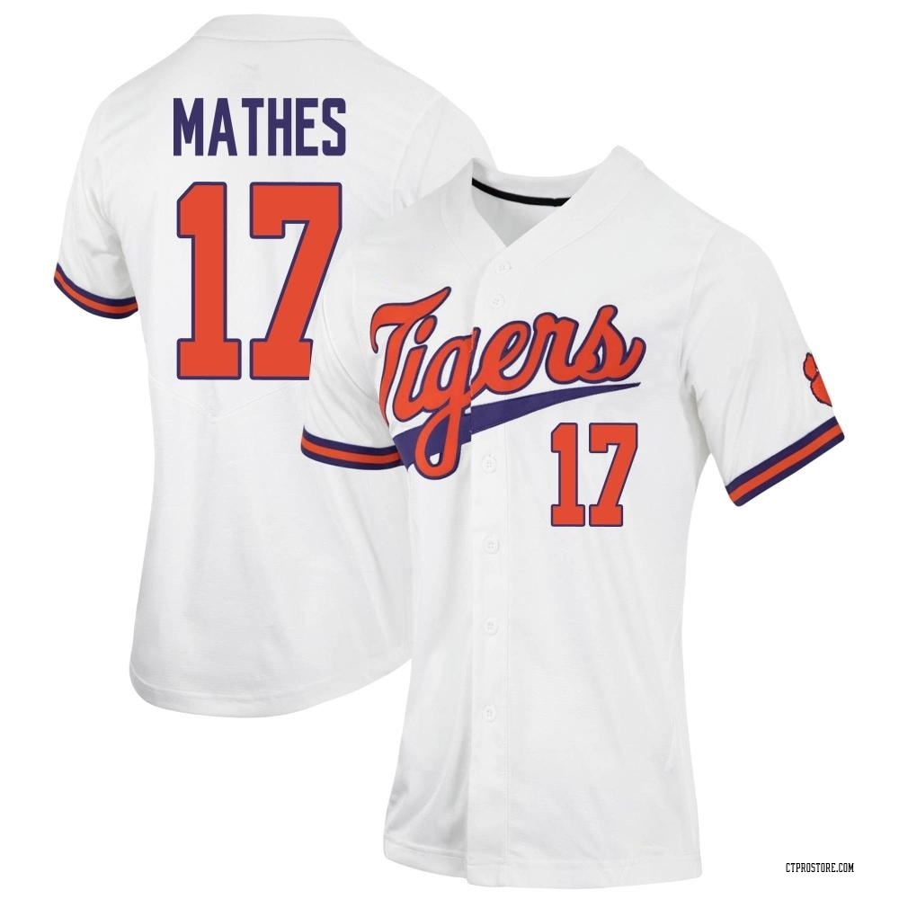 Women's Alden Mathes Clemson Tigers Replica Full-Button Baseball Jersey - White