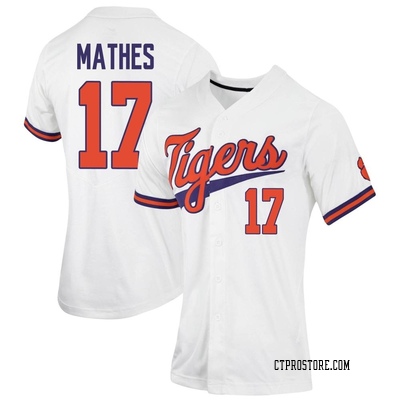 Women's Alden Mathes Clemson Tigers Replica Full-Button Baseball Jersey - White