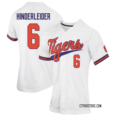 Women's Jacob Hinderleider Clemson Tigers Replica Full-Button Baseball Jersey - White