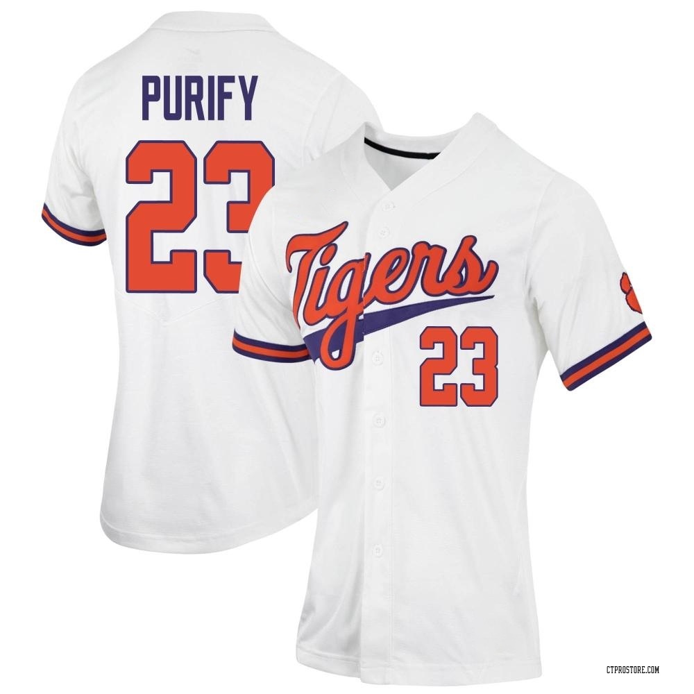 Women's Jarren Purify Clemson Tigers Replica Full-Button Baseball Jersey - White