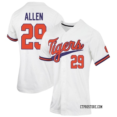 Women's Joe Allen Clemson Tigers Replica Full-Button Baseball Jersey - White