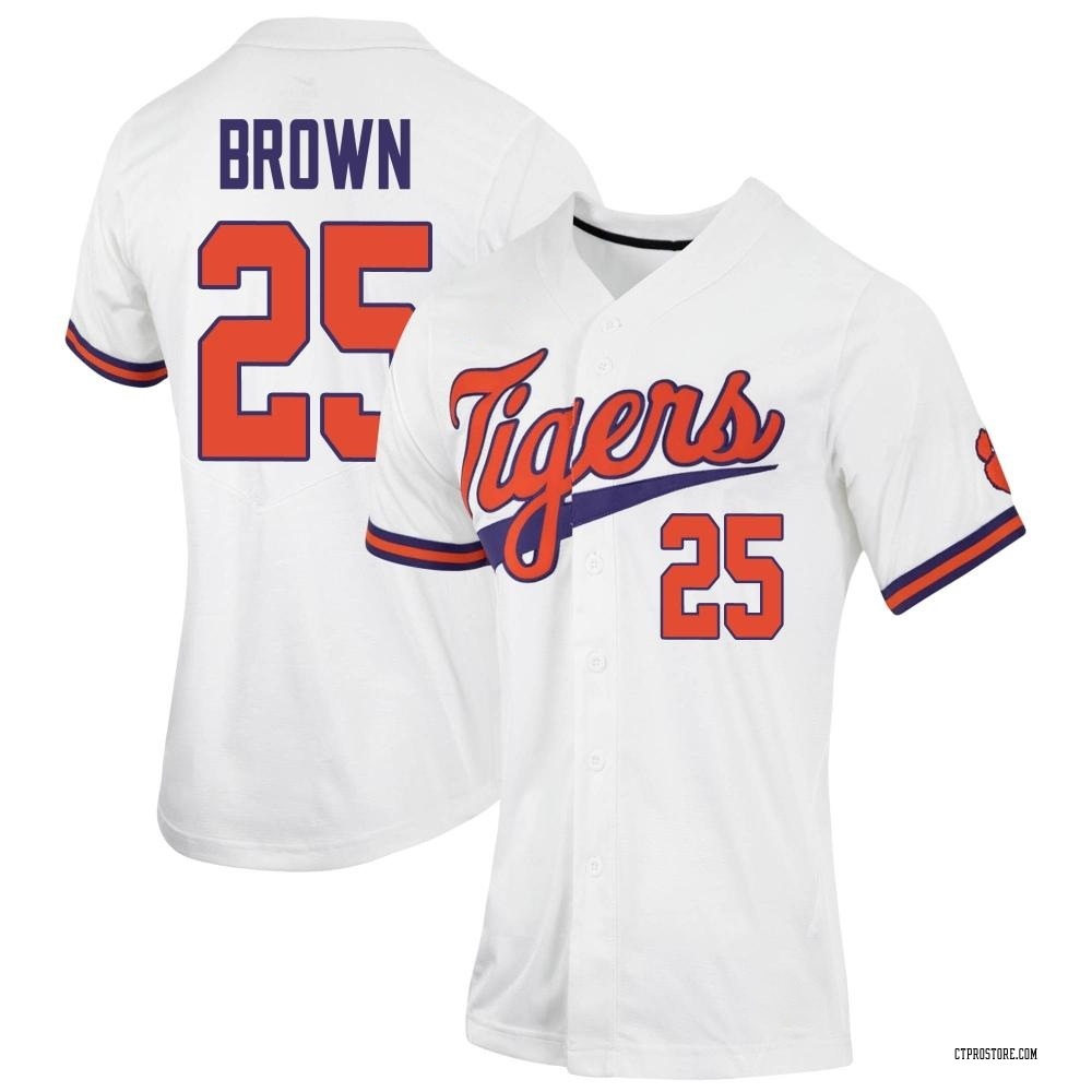 Women's Luke Brown Clemson Tigers Replica Full-Button Baseball Jersey - White
