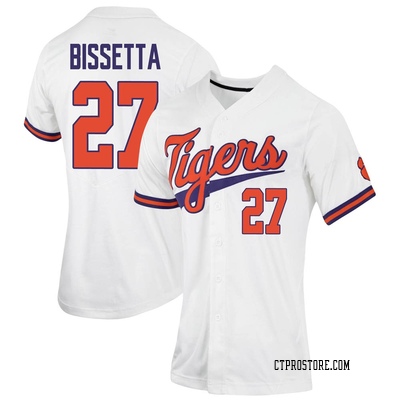 Women's Tristan Bissetta Clemson Tigers Replica Full-Button Baseball Jersey - White