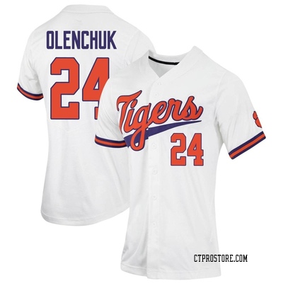 Women's Ty Olenchuk Clemson Tigers Replica Full-Button Baseball Jersey - White