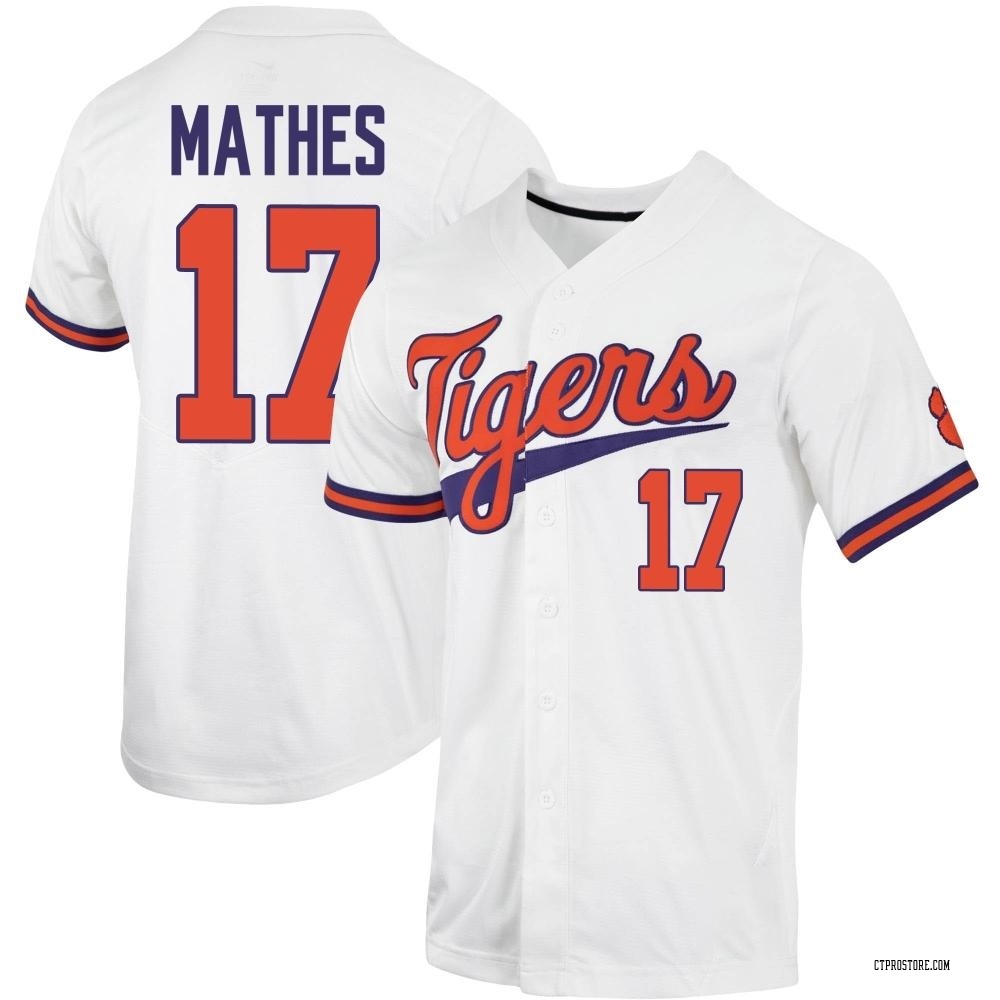 Youth Alden Mathes Clemson Tigers Replica Full-Button Baseball Jersey - White