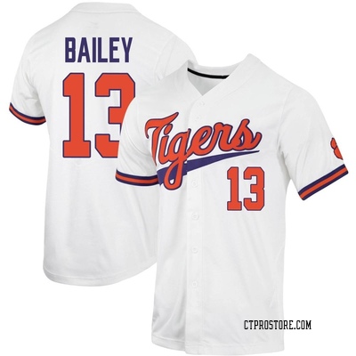 Youth B.J. Bailey Clemson Tigers Replica Full-Button Baseball Jersey - White