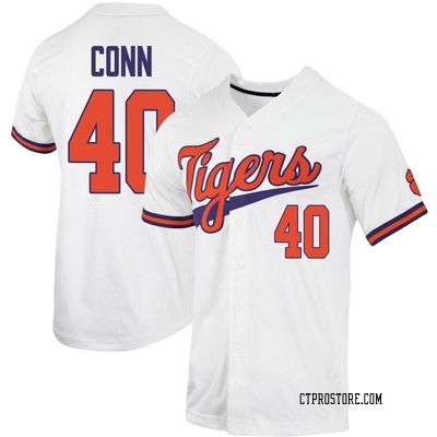 Youth Brodey Conn Clemson Tigers Replica Full-Button Baseball Jersey - White
