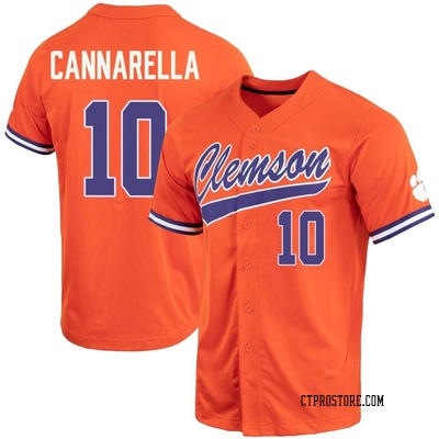 Youth Cam Cannarella Clemson Tigers Replica Full-Button Baseball Jersey - Orange