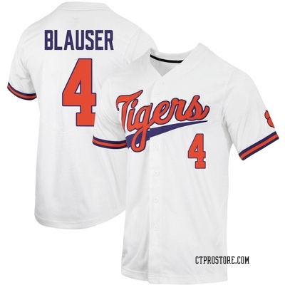 Youth Cooper Blauser Clemson Tigers Replica Full-Button Baseball Jersey - White