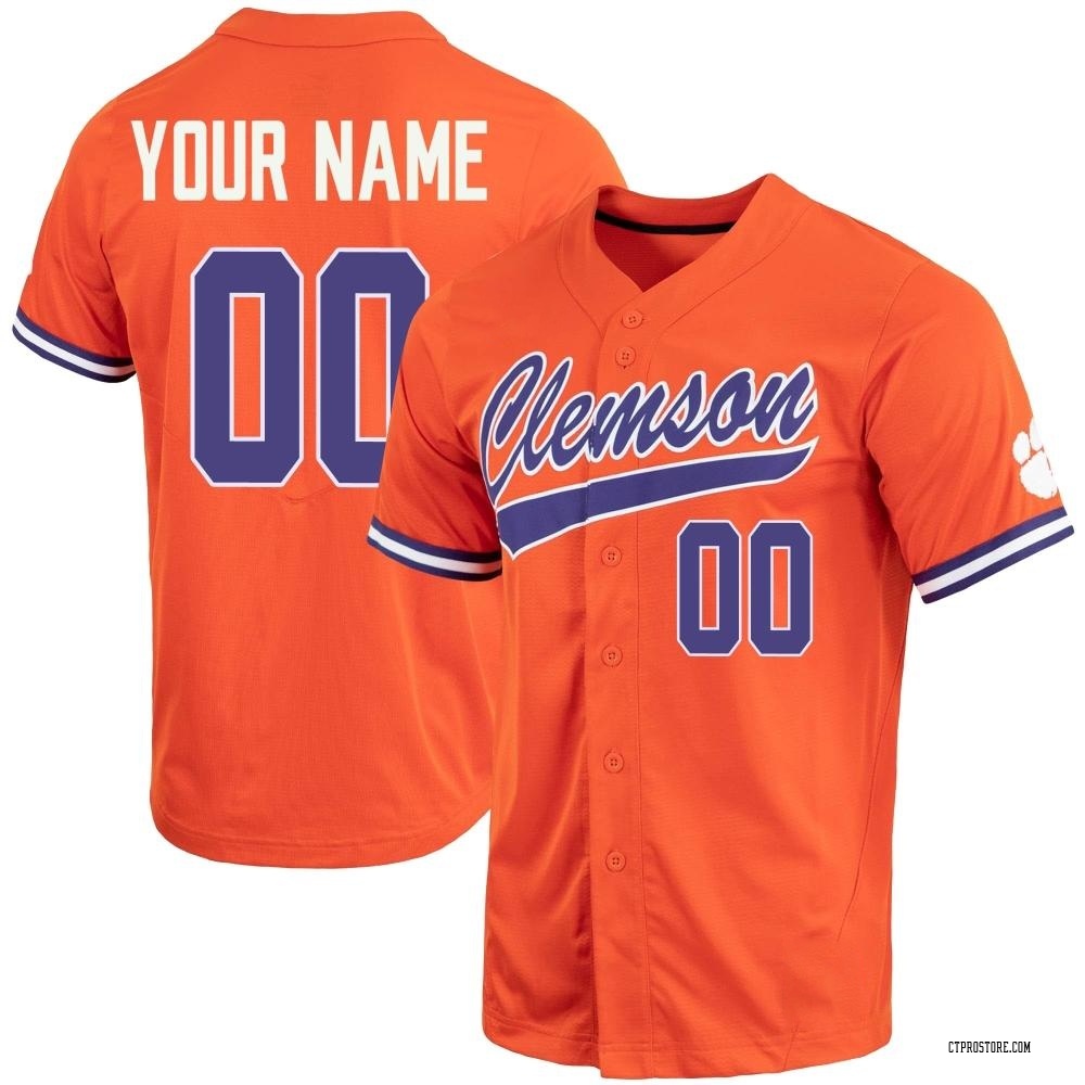 Youth Custom Clemson Tigers Replica Full-Button Baseball Jersey - Orange