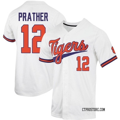 Youth Hideki Prather Clemson Tigers Replica Full-Button Baseball Jersey - White