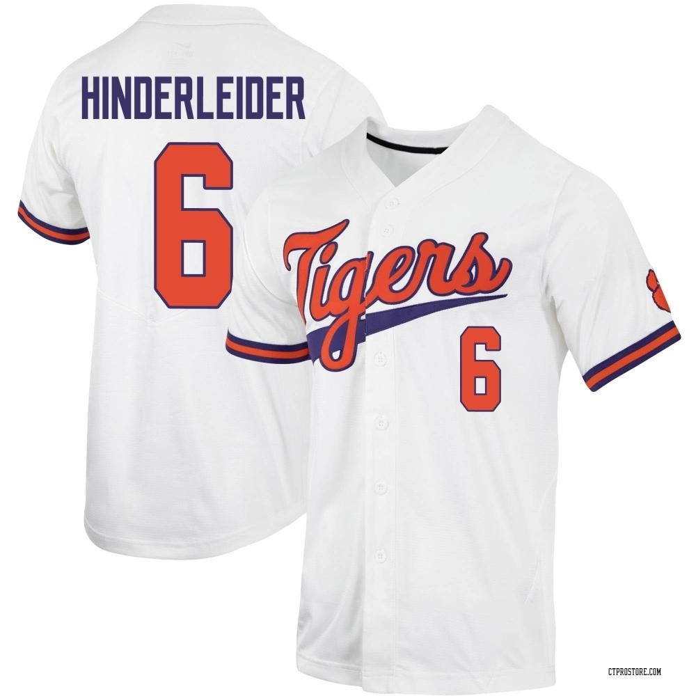 Youth Jacob Hinderleider Clemson Tigers Replica Full-Button Baseball Jersey - White