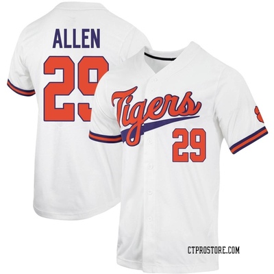 Youth Joe Allen Clemson Tigers Replica Full-Button Baseball Jersey - White
