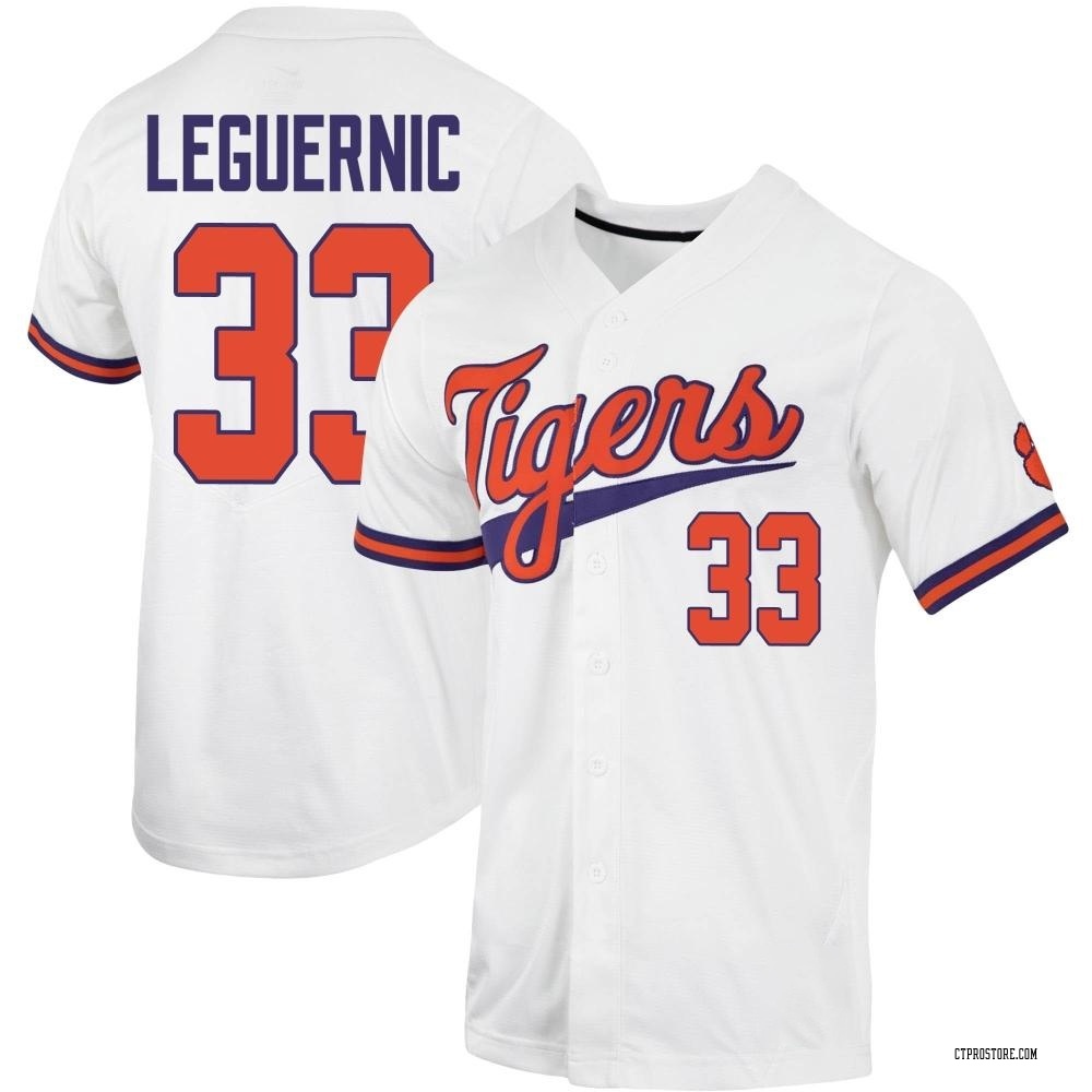 Youth Justin LeGuernic Clemson Tigers Replica Full-Button Baseball Jersey - White