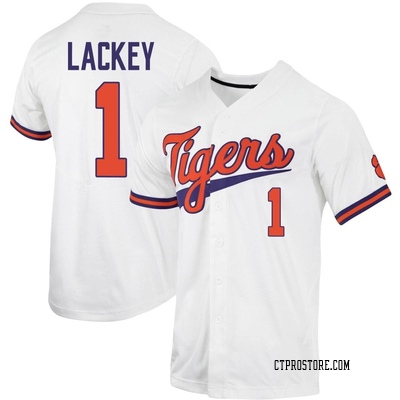 Youth Lleyton Lackey Clemson Tigers Replica Full-Button Baseball Jersey - White