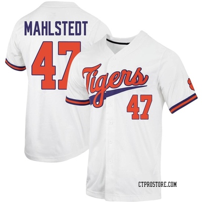 Youth Lucas Mahlstedt Clemson Tigers Replica Full-Button Baseball Jersey - White