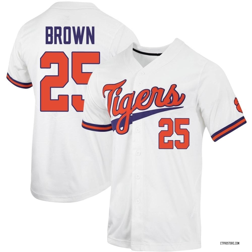 Youth Luke Brown Clemson Tigers Replica Full-Button Baseball Jersey - White