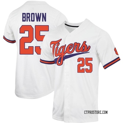 Youth Luke Brown Clemson Tigers Replica Full-Button Baseball Jersey - White