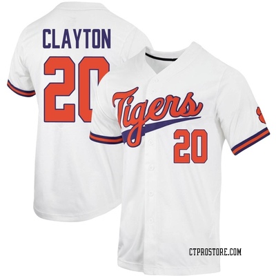 Youth Nick Clayton Clemson Tigers Replica Full-Button Baseball Jersey - White