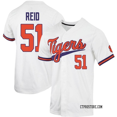 Youth Rocco Reid Clemson Tigers Replica Full-Button Baseball Jersey - White