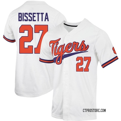 Youth Tristan Bissetta Clemson Tigers Replica Full-Button Baseball Jersey - White