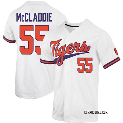 Youth Tryston McCladdie Clemson Tigers Replica Full-Button Baseball Jersey - White
